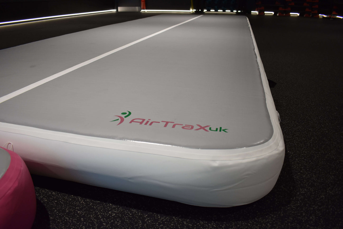 AirTraX Pro air track mat showcasing durable design and reinforced edges for gymnastics practice and training.